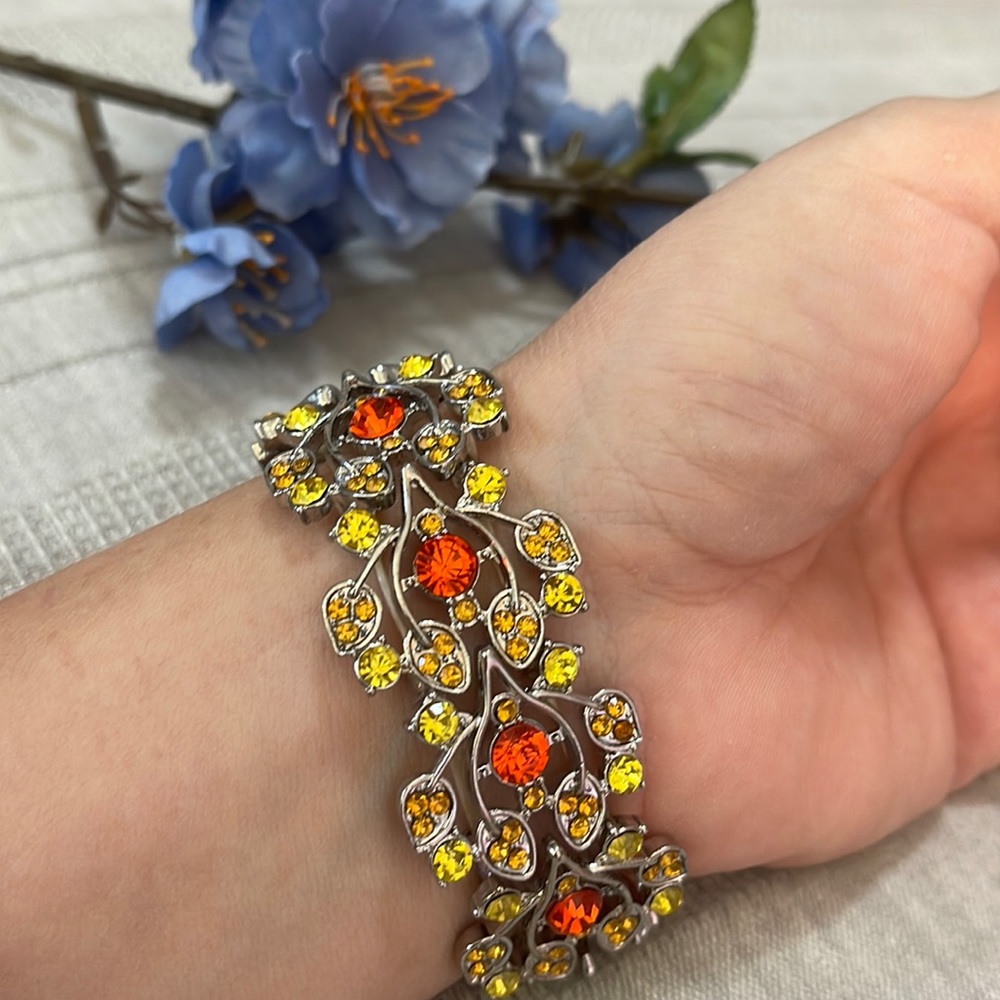 Orange and Yellow Rhinestone Bracelet